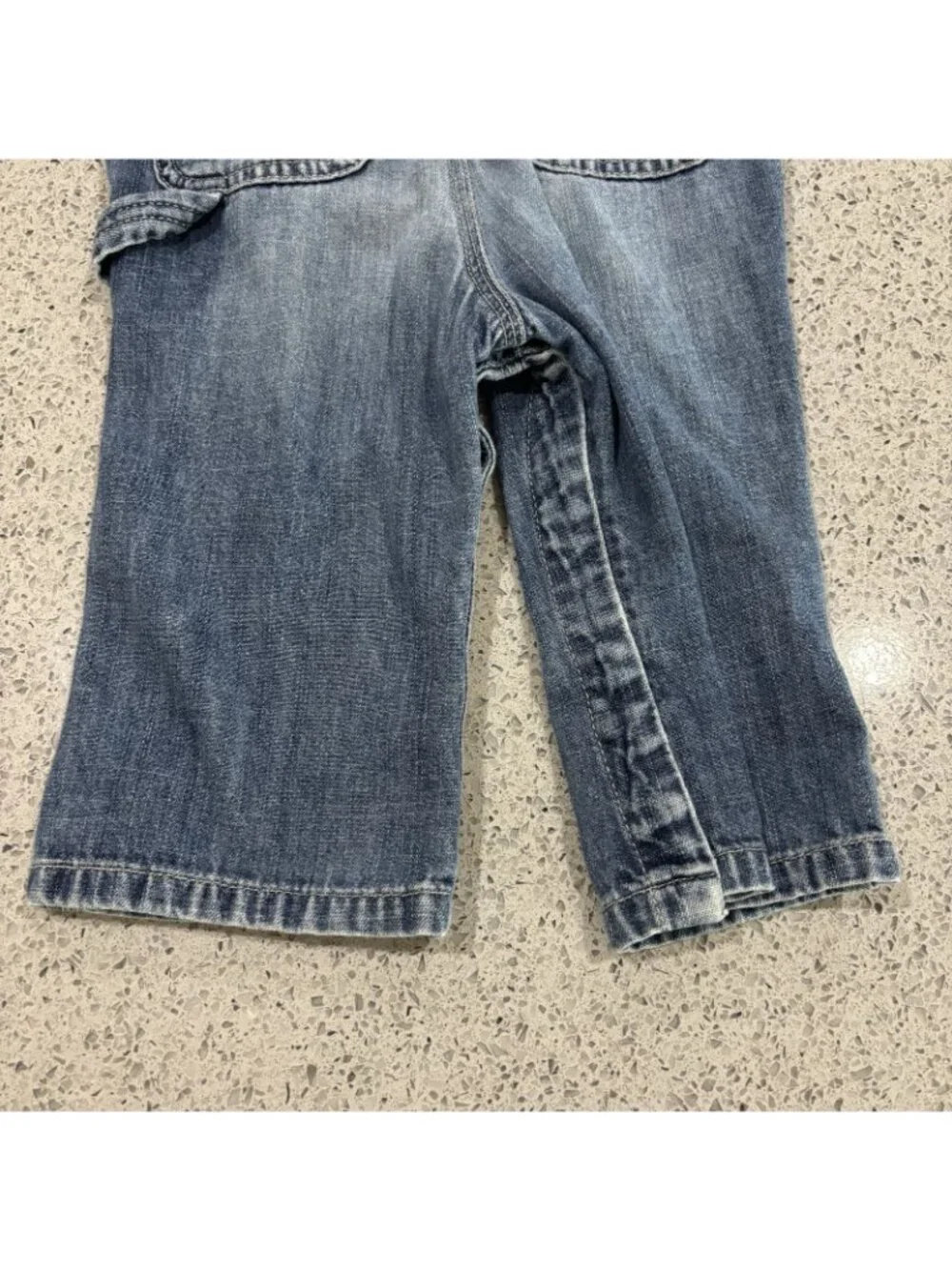 Baby Gap Denim Overalls Girls 12-18 Months Floral Embroidery Patch Distressed